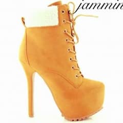 timberland風★編み上げショートブーツ ティンバー風ハイヒールブーツのサムネイル