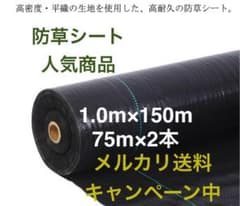 防草シート 高密度・抗菌剤入り1.0m×300m (耐久性4〜6年) 75m×4 防草シート 高密度・抗菌剤入り1.0m×150m (耐久性4〜6年) 75m×2 - メルカリ