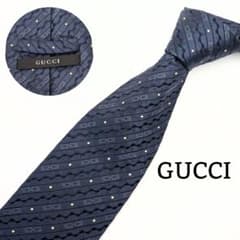GUCCI ネクタイ ネイビー ドット柄 GGロゴのサムネイル