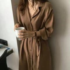 シャツワンピース ガウンワンピ　ロングシャツのサムネイル