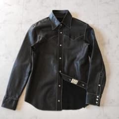 チンクアンタ バッファローレザー ウエスタンシャツジャケット 48 M ブラック チンクアンタ バッファローレザー ウエスタンシャツジャケット 48 M