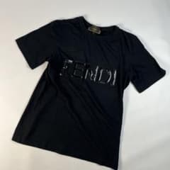 FENDI フェンディ XLサイズ エナメル3D立体ロゴ Tシャツ ブラック