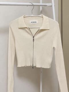 LILY BROWN ジップアップ ニット トップス アイボリーのサムネイル