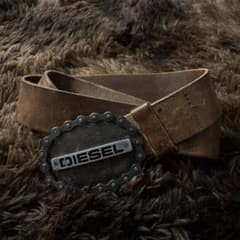 DIESEL レザーベルト チェーンバックル ブラウン - メルカリ