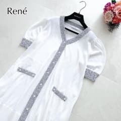 希少✨人気ルネReneパールボタン ロング丈カーディガン バイカラー