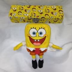 【スポンジボブ】文房具 小物入れ ペンケース & ミニマスコット ぬいぐるみ
