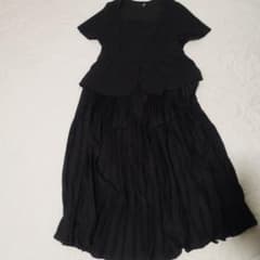 SHEIN ブラック ペプラム 半袖 ワンピースのサムネイル