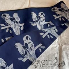 新品/半幅帯】オウム柄♡リバーシブル 紺色 ラスト1点！ - メルカリ