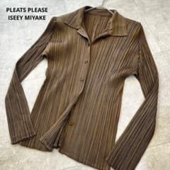 美品✨ プリーツプリーズ イッセイミヤケ 長袖 シャツ カーキ サイズ3