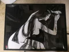 切り絵　大西良介作　黒髪の女のサムネイル
