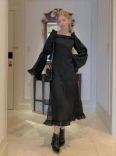 epine bellsleeve checksheer slitonepieceのサムネイル