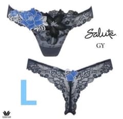 ワコール サルート86Gリボンの騎士 Tバック ソング GY 濃グレー柄 L