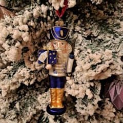 ガラス製ブルーのくるみ割り人形クリスマスオーナメント