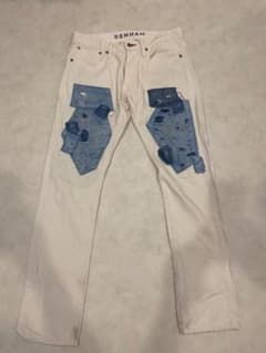 JCAESAR DIRTY DENIMSダメージ加工ホワイトデニム ワイドパンツ
