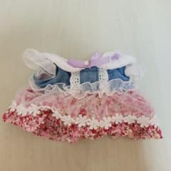 うさもも うさみみ Sサイズ用デニム花柄ワンピース お帽子付き マザーガーデンのサムネイル