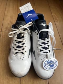 Mizuno ミズノ　学童野球スパイク ホワイト/NV 23.5のサムネイル