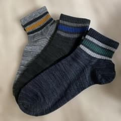 Your own life グレー ストライプ ソックス 25-27cm 3足組のサムネイル
