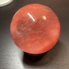 開*ト様 赤水晶丸玉　直径103mm 台座付き　良品のサムネイル