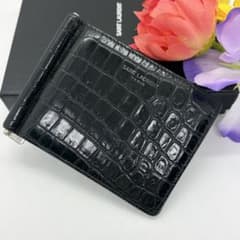 ⭐️新品未使用⭐️　サンローラン　YSL　カサンドラロゴ　クロコ型押　マネークリップ 美品✨サンローラン YSL マネークリップ クロコ型押し カサンドラ