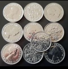 幸せのシックスペンス イギリス10枚セット ラッキー6ペンス本物古銭