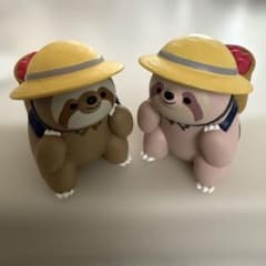 ナマケモ農家 ナマケモノ フィギュア 背負いカゴ　2色セットのサムネイル