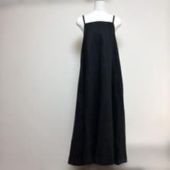 美品】かぐれ リネン100%キャミソールワンピース ブラック