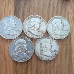 フランクリン・ハーフダラー銀貨 1958年 5枚セット - メルカリ