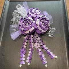 紫 つまみ細工 髪飾りのサムネイル