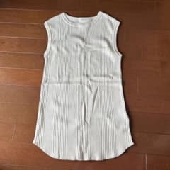 ROPEノースリーブ リブニット ホワイト　綿100%のサムネイル