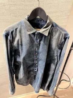 DIESELデニムシャツ レザー襟付き ダークブルーのサムネイル