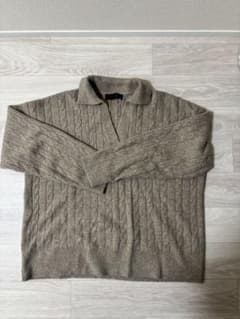 ZARA ベージュ ケーブルニット ポロ襟 長袖のサムネイル