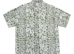 ま*と様 OPオーシャンパシフィック・アロハシャツLモスグリーン色の花模様のサムネイル