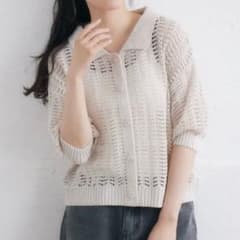 RETRO GIRL　襟付スカシ編みカーデのサムネイル