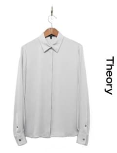 B607/美品 Theory ブラウス シルク ジョーゼット ライトグレー - メルカリ