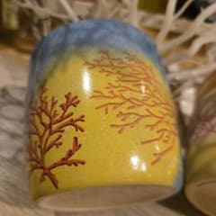 珊瑚柄 マグカップ ♡ハワイアン♡海♡ハンドメイド ポーセラーツのサムネイル