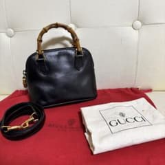 極 美品 GUCCI オールド グッチ バンブー 2way ミニ バッグ 黒 - メルカリ