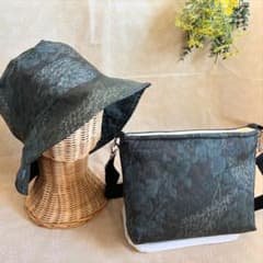 大島紬　帽子　ショルダーバック　2点セット　ハンドメイド　K-86