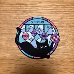 Caffe Veloce 黒ねこ ラバーコースター１枚のサムネイル