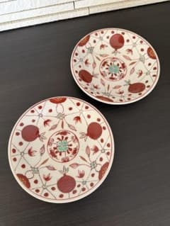 古伊万里 赤玉瓔珞紋 五寸皿 二客 - メルカリ