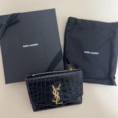 SAINT LAURENT 二つ折り財布 クロコ型押し ブラックのサムネイル