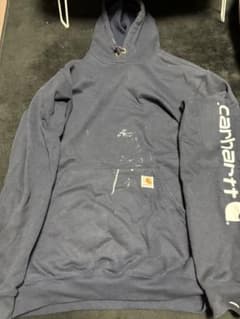 Carhartt プルオーバーパーカー ネイビー 袖ロゴのサムネイル