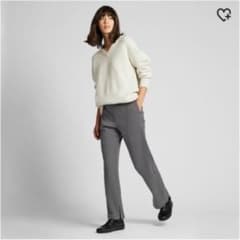 ユニクロ☆UNIQLO☆今期☆ワイドリブスリットストレートパンツ ※ブラックのサムネイル