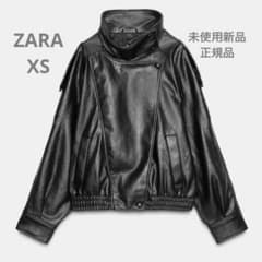 今期新品　ZARA オーバーサイズ レザージャケット XS 完売品*ZARA フェイクレザージャケット XS ブラック 今期新作 - メルカリ