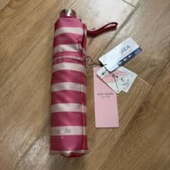 新品　kate spade NEW YORK 折りたたみ傘 ボーダー ピンクのサムネイル