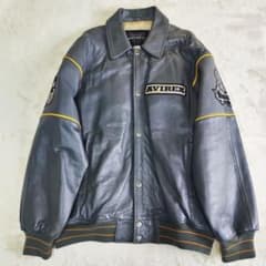 レア アヴィレックス ハイローラー レザースタジャン ワッペン 刺繍 サイズ3L レア アヴィレックス ハイローラー レザースタジャン ワッペン 刺繍