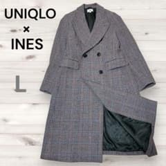 UNIQLO × INES】美品 チェック柄 ウール ロングコート Lサイズ - メルカリ