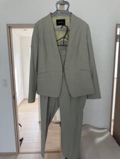 セットアップ ノーカラー ジャケット パンツ グリーン系 グリーン