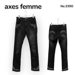axes femme 자수 블랙 데님 팬츠 S 사이즈