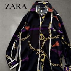 ZARA シャツ チェーン柄 長袖 総柄 - メルカリ