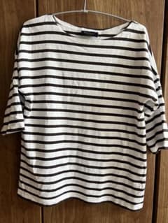 Le Minor ホワイト/ブラウンストライプ 五分袖Tシャツのサムネイル